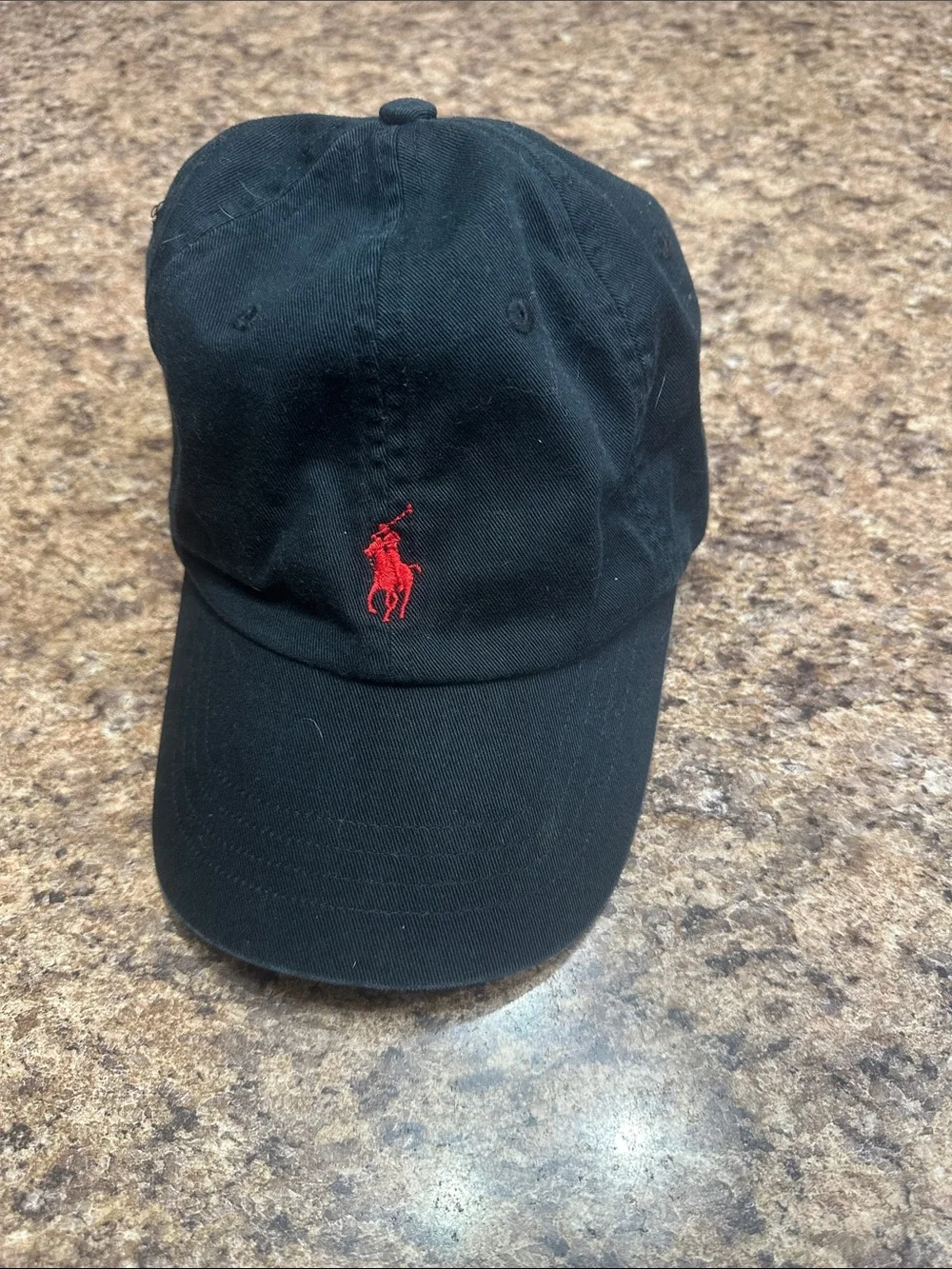 Ralph Lauren Polo Black with Red Pony Emblem Black Leather Adjustable Strap